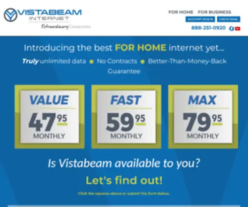 Vistabeam.com(High Speed Wireless Internet in Colorado) Screenshot