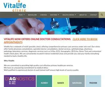 Vitalife.in(Vitalife clinics are a chain of multi specialty clinics offering a complete range of family healthcare services) Screenshot