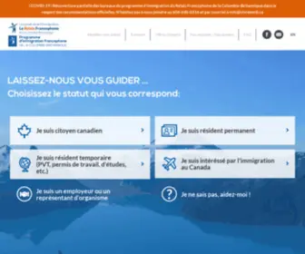 Vivreencb.ca(Programme d’immigration francophone de la Colombie) Screenshot