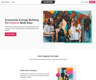 Vlogfund.com(Community & Image Building For Influencers Made Easy) Screenshot