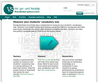 Vocabularysize.com(Free tools to measure your students' vocabulary size) Screenshot