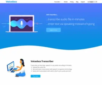 Voicedocs.com(Automatic transcription service and speech recognition API) Screenshot