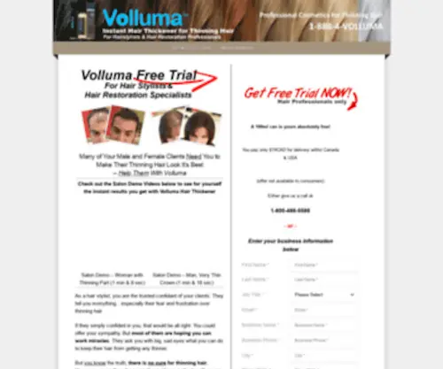 Vollumafreetrial.com(Hair Thickener for Men & Women) Screenshot