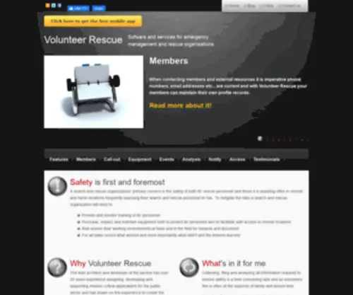 Volunteerrescue.org(Management software for rescue organizations) Screenshot