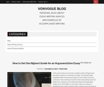 Vonvogue.com(Personal blog about essay writing advices and examples of accomplished writing) Screenshot