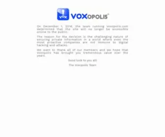 Voxopolis.com(Anonymous Interactive Anytime Anywhere) Screenshot