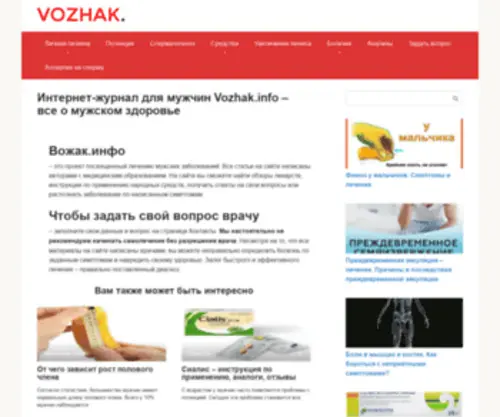 Vozhak.info(Мужской интернет журнал) Screenshot