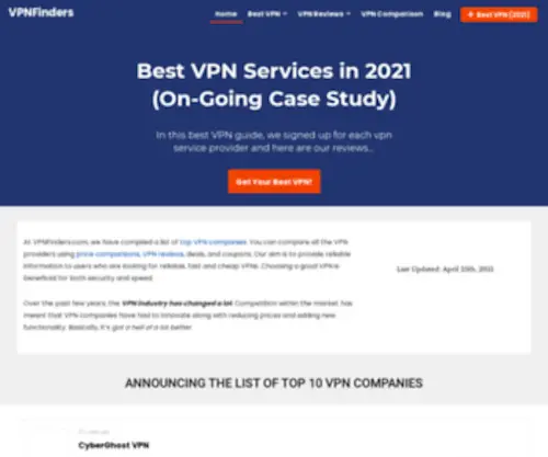 VPNfinders.com(VPN Reviews) Screenshot