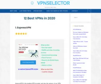 VPNselector.com(12 Best VPNs inVPN Selector) Screenshot