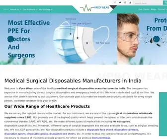 Vpro-Wear.com(#1 Medical Surgical Disposables Manufacturers in India) Screenshot