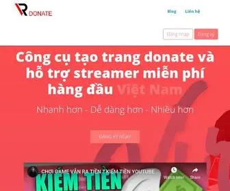 Vrdonate.vn(Công cụ tạo trang donate và hỗ trợ streamer miễn phí hàng đầu Việt Nam) Screenshot
