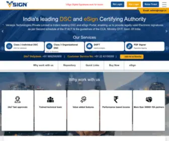 Vsign.in(Digital Signature Certificate Service Online India) Screenshot