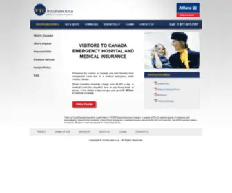 Vtcinsurance.ca(Allianz Travel Insurance for Visitors to Canada) Screenshot
