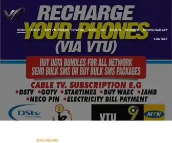 Vtrecharge.com.ng(Airtel, Glo, MTN, 9MBILE Airtime and Data, Dstv, Gotv, Startimes, WAEC, NECO, NTEL, Spectranet, Smile, Bulk SMS, Insurance, PHCN Utility Bills Payment in Nigeria) Screenshot