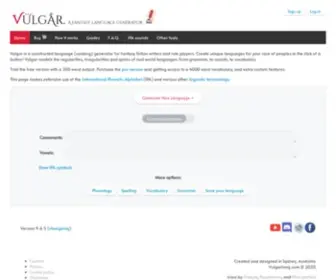 Vulgarlang.com(A Fantasy Language Generator) Screenshot