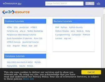 W3Resource.com(Web development tutorials) Screenshot