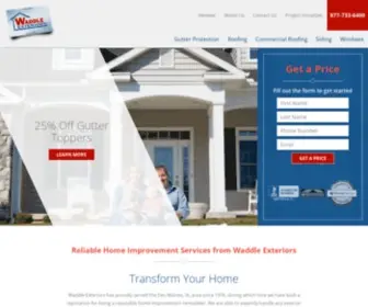 Waddleexteriors.com(Seamless Gutter Company Des Moines IA) Screenshot