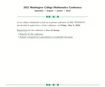 Wamath.org(Washington College Mathematics Conference) Screenshot