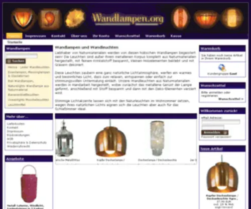 Wandlampen.org(Tagesdecken) Screenshot