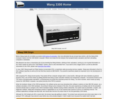 Wang3300.org(Wang 3300 Computer) Screenshot