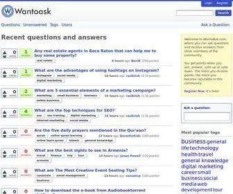 Wantoask.com(Find Reliable Answers on) Screenshot