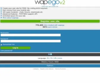 Wapego.com(Wap/mobile site builder/wap creator) Screenshot