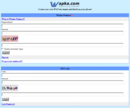 Wapka.mobi(WAP site builder) Screenshot