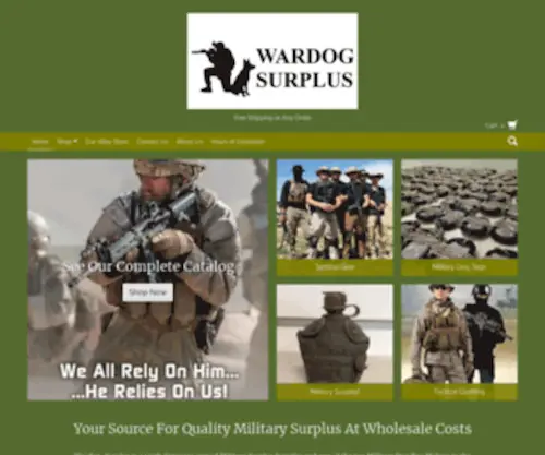 Wardog-Surplus.com(Wardog-Surplus is a Veterans owned Military Surplus Store and Custom Dog Tag Manufacturer) Screenshot