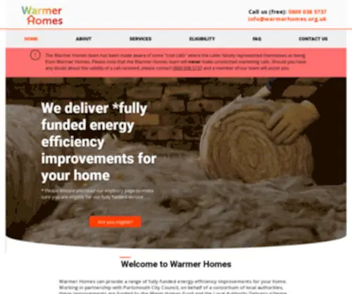 Warmerhomes.org.uk(Energy-efficiency home improvements) Screenshot