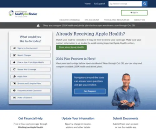 Washingtonhealthplanfinder.com(Washington Healthplanfinder) Screenshot