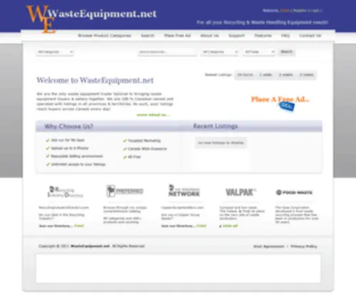 Wasteequipment.net(For all your recycling and waste handling needs with free ads) Screenshot