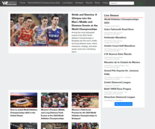 Watchathletics.com(Athletics, marathon, road running live stream, schedule, results, videos and news) Screenshot