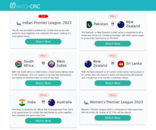 Watchcric.com(World Cup 2023 Live Streaming in HD) Screenshot