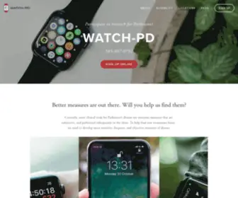 Watchpdstudy.org(Apple Watch for Parkinson's) Screenshot