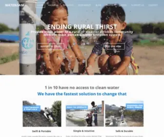Wateroam.com(Portable water filters for emergencies and rural development) Screenshot