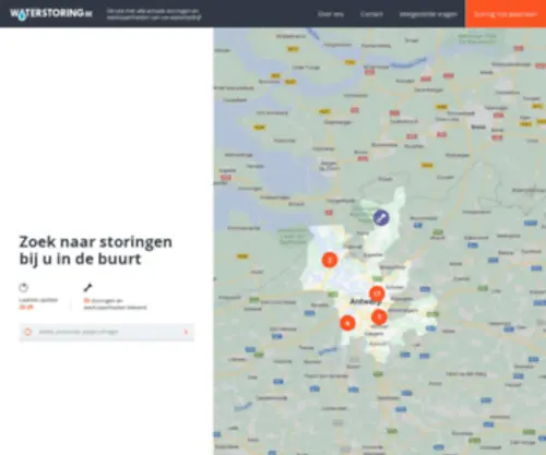 Waterstoring.be(De site met alle actuele storingen en werkzaamheden van uw drinkwaterbedrijf) Screenshot