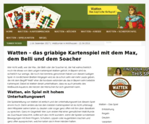 Watten-1.com(Spielanleitung, Regeln und Begriffe des erfolgreichen bayerischen Kartenspiels) Screenshot