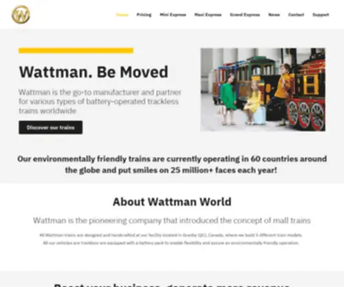 Wattmanworld.com(Experience the Quality and Design of Wattman Trackless Trains) Screenshot