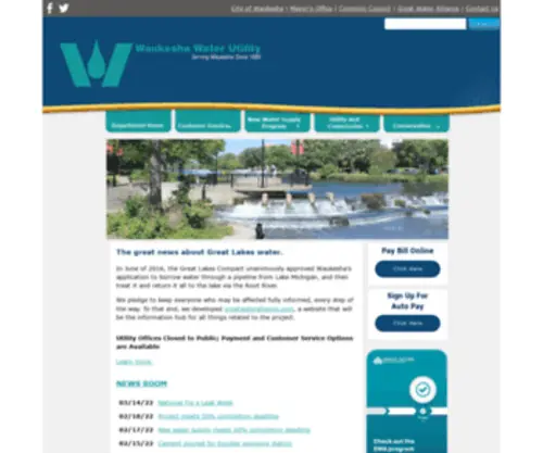 Waukesha-Water.com(Waukesha water utility) Screenshot