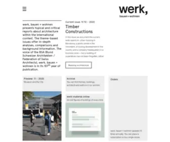 WBW.ch(Werk, bauen + wohnen | Zeitschrift für Architektur und Städtebau) Screenshot
