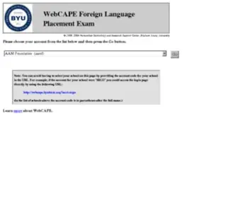 Webcape.org(WebCAPE Placement Exam Registration) Screenshot