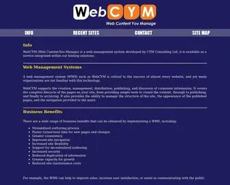Webcym.com(WebCYM Content You Manage Management System Internet CYM Consulting Eltham London) Screenshot