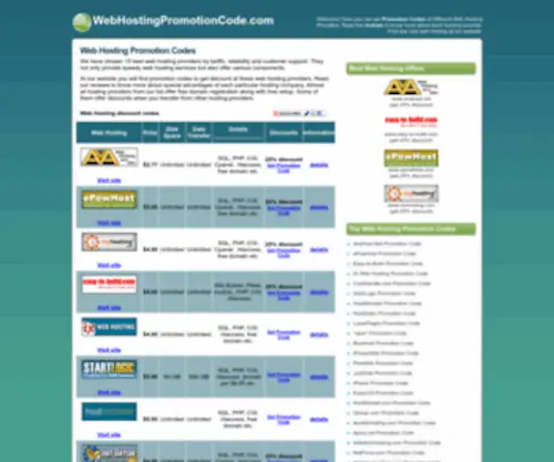Webhostingpromotioncode.com(Get Discount for Web Hosting Service. Use Promotion Code. Discounts for 1and1) Screenshot