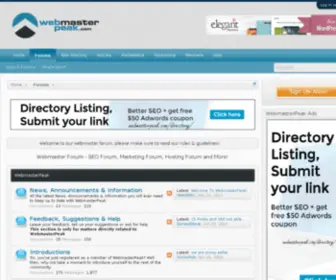 Webmasterpeak.com(Webmaster forum) Screenshot