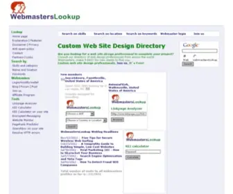 Webmasterslookup.com(Custom web site design) Screenshot