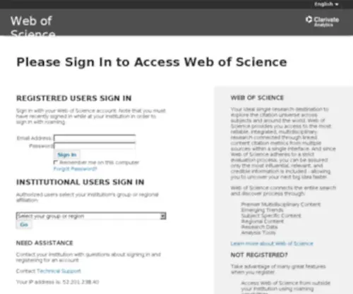 Webofknowledge.com(Clarivate) Screenshot