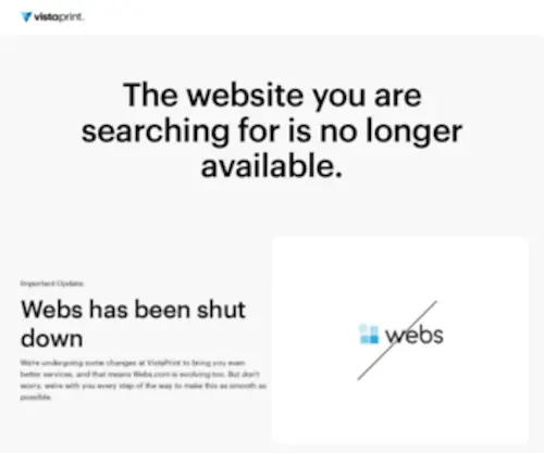 Webs.com(Has been shut down on the 31st of August 2023. Find out what) Screenshot
