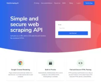 Webscraping.ai(Gpt-powered rotating proxies api for web scraping) Screenshot