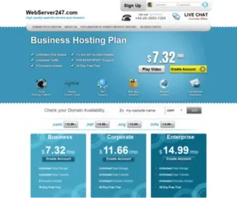 Webserver247.com(Web Hosting packages from WebServer247) Screenshot