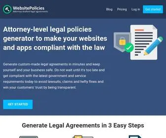 Websitepolicies.com(Compliance Solutions for Online Businesses) Screenshot
